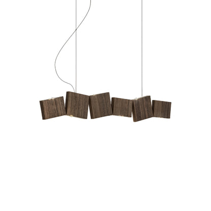 Gaia Linear LED Chandelier in Matt Walnut.