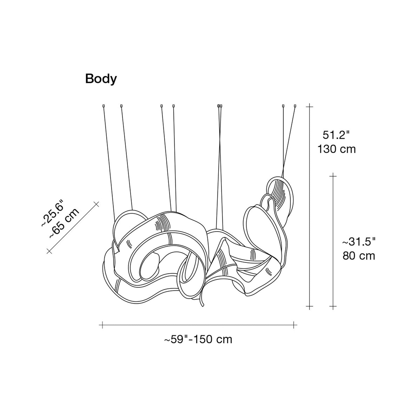 Genesis Linear Pendant Light - line drawing.
