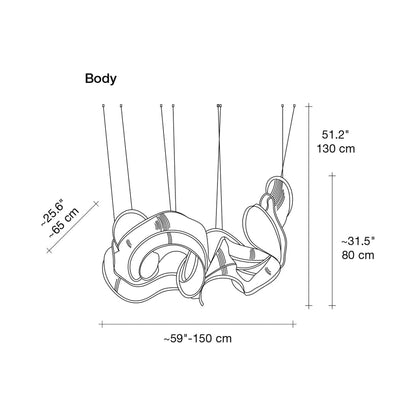 Genesis Linear Pendant Light - line drawing.