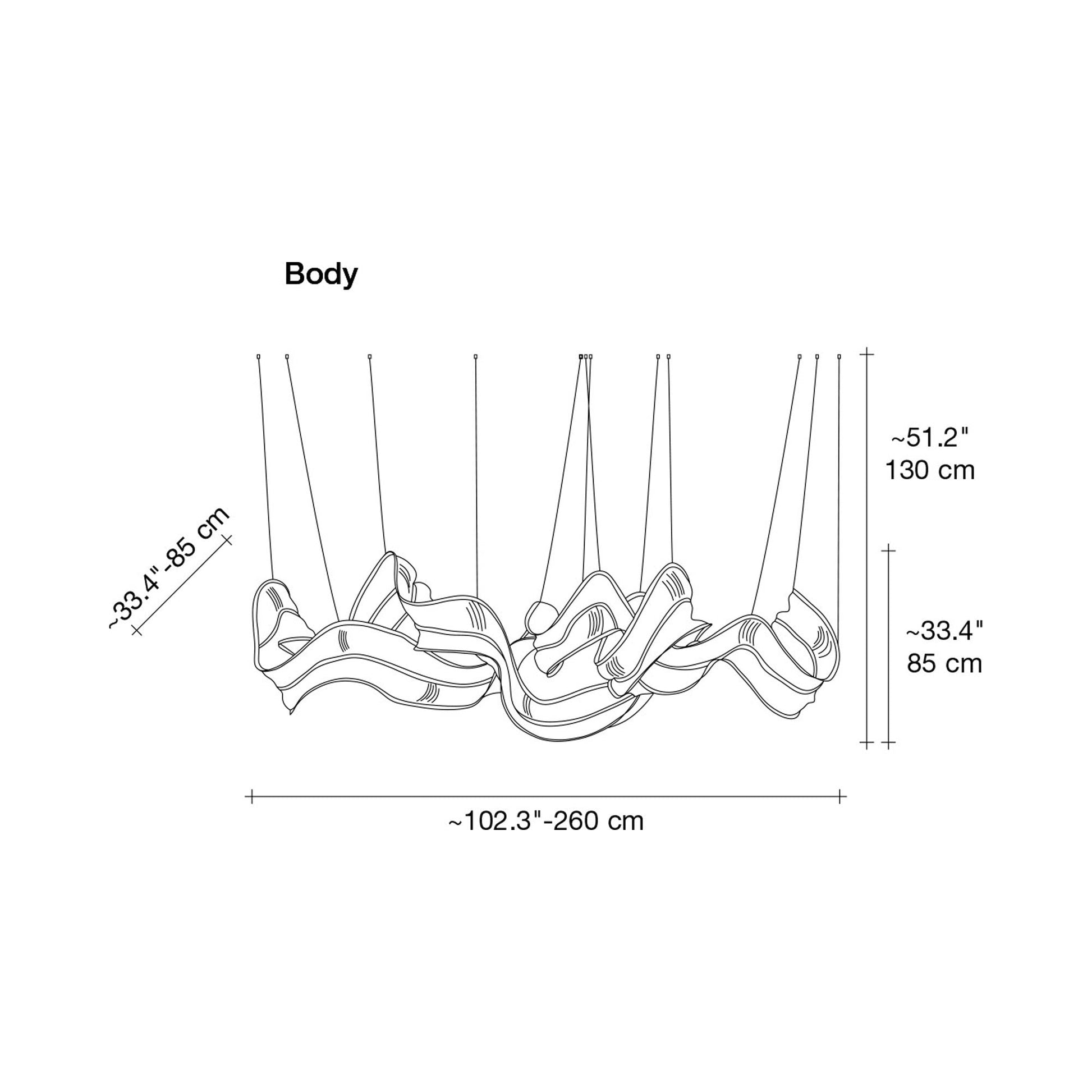 Genesis Linear Pendant Light - line drawing.