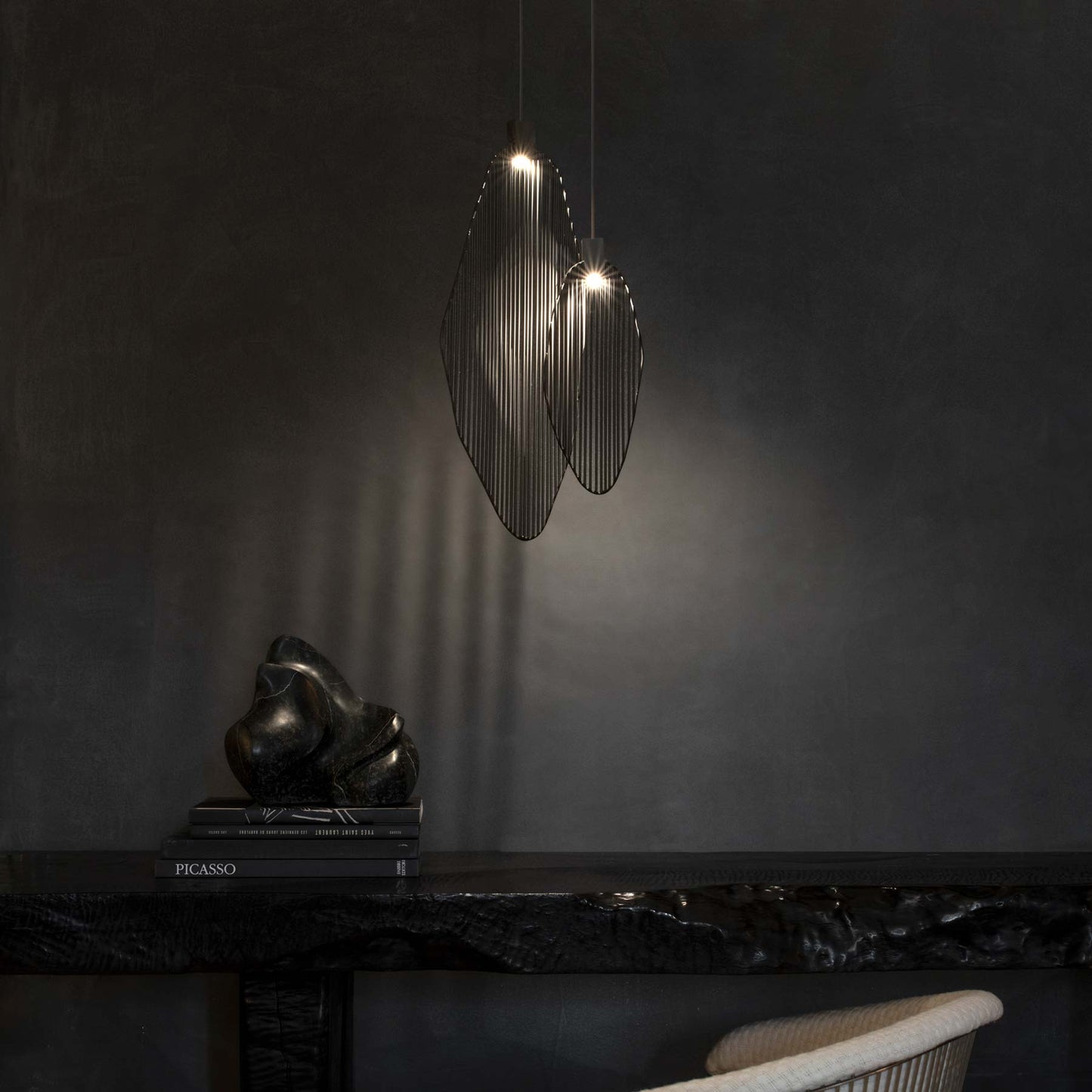 Harpe LED Pendant Light in living room.