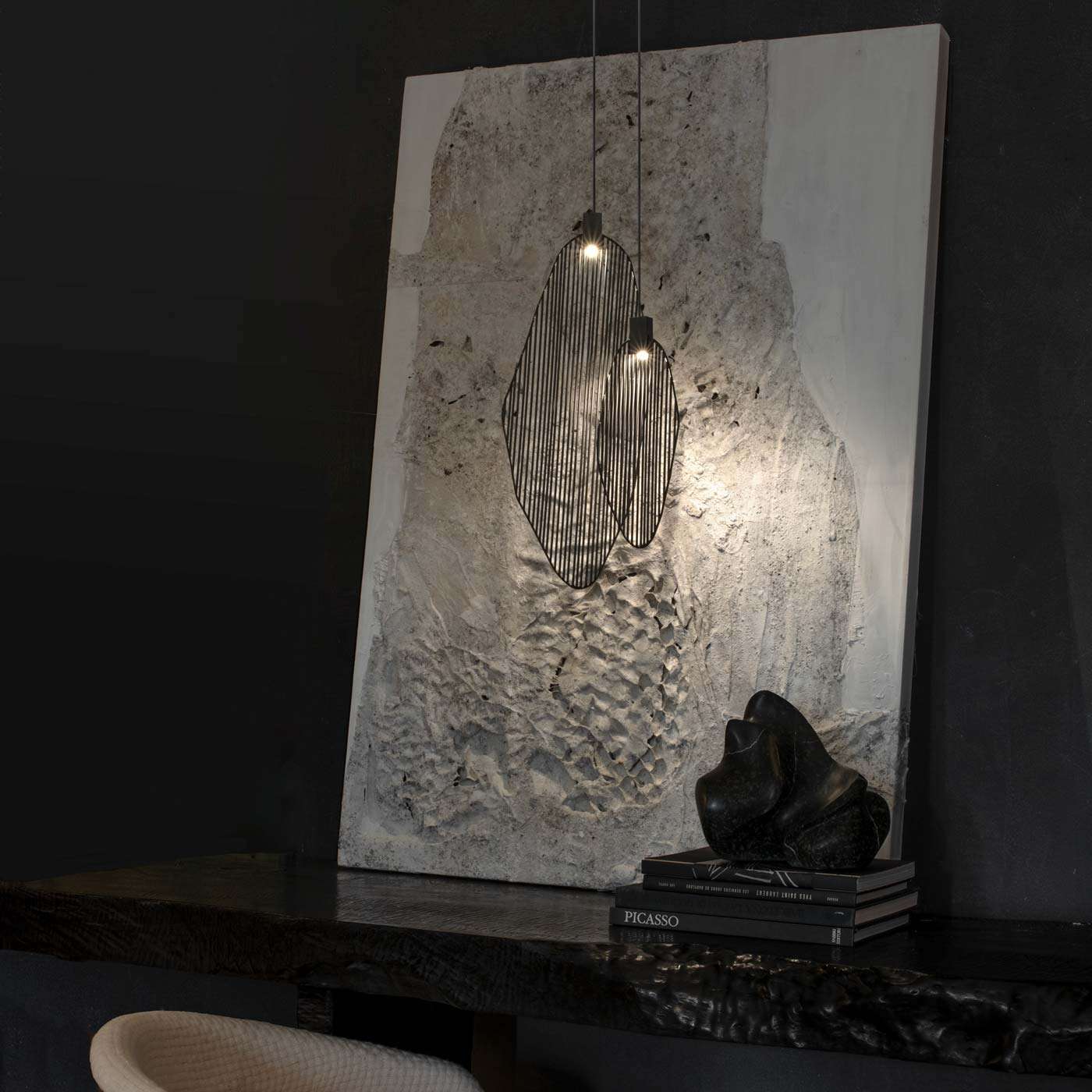 Harpe LED Pendant Light in living room.