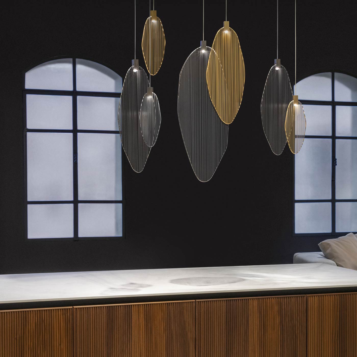 Harpe Multi Light LED Pendant Light in kitchen.