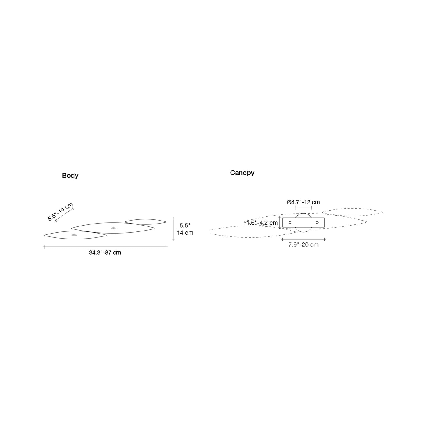 I Lucci Argentati LED Wall Light - line drawing.