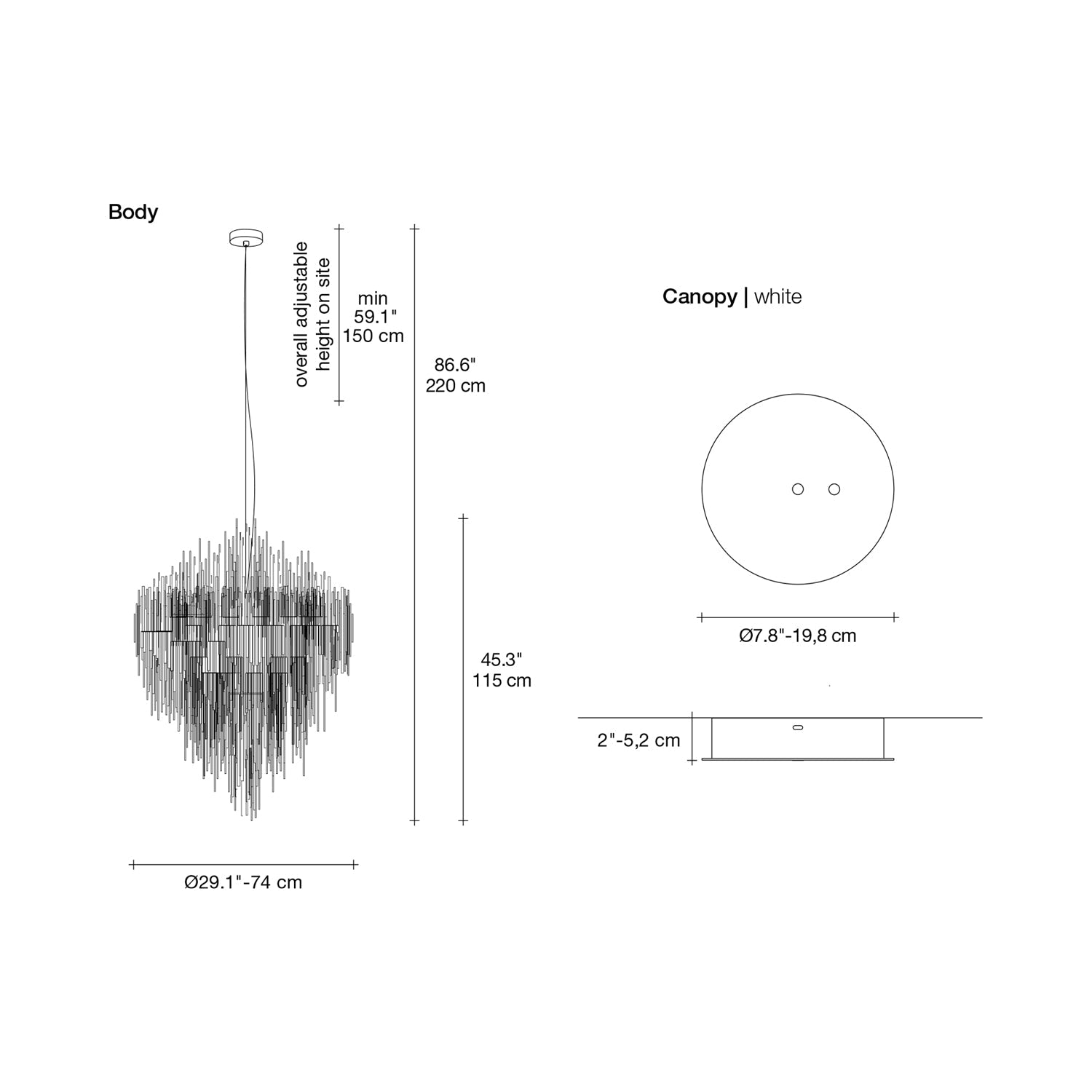 Iceberg Chandelier - line drawing.