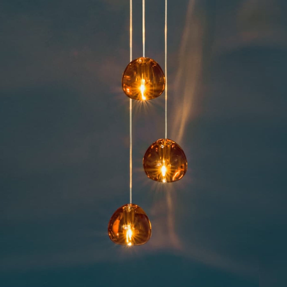 Mizu Pendant Light in Cognac Crystal (3-Light).