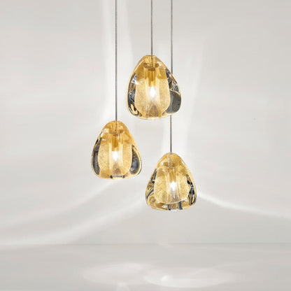 Mizu Pendant Light in Gold Crystal (3-Light).