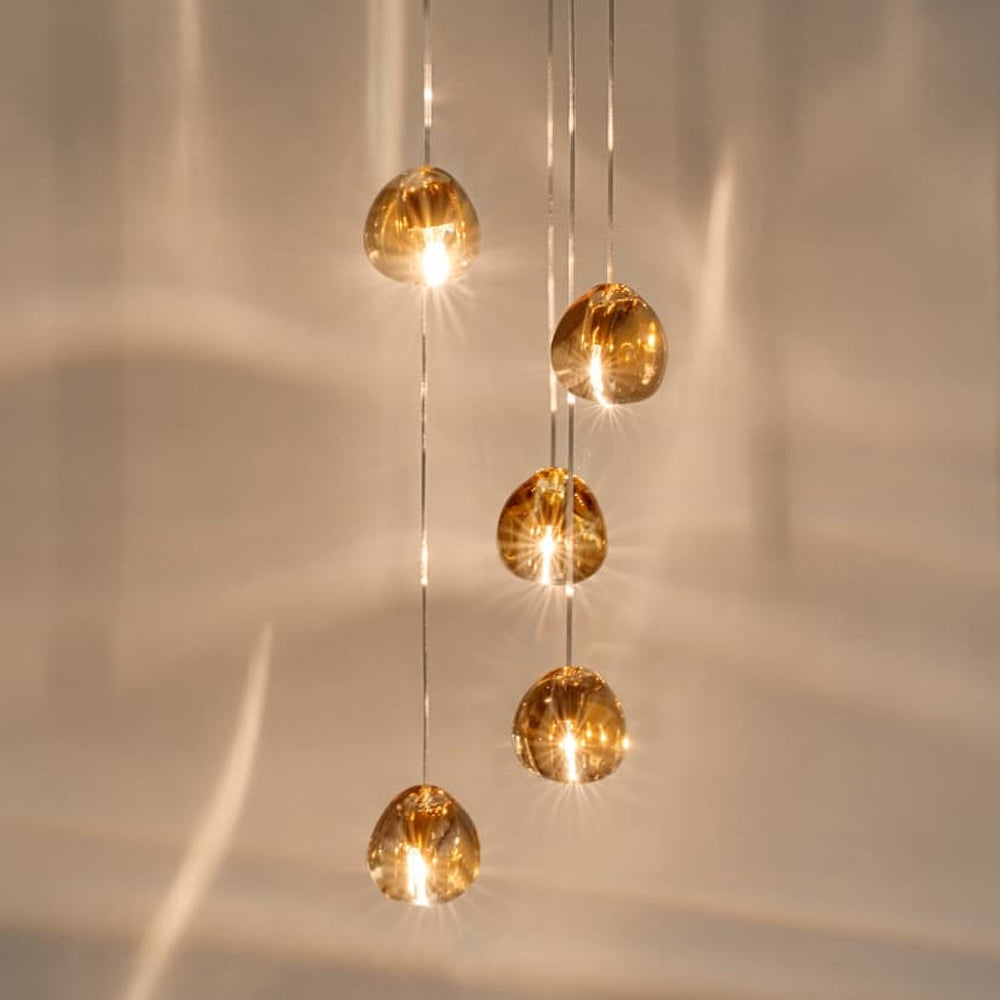 Mizu Pendant Light in Champagne Crystal (5-Light).