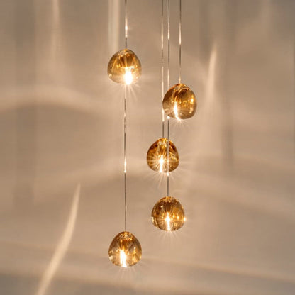 Mizu Pendant Light in Champagne Crystal (5-Light).