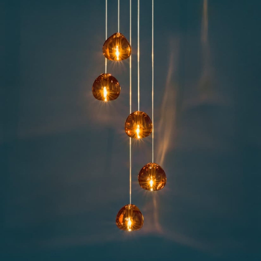 Mizu Pendant Light in Cognac Crystal (5-Light).