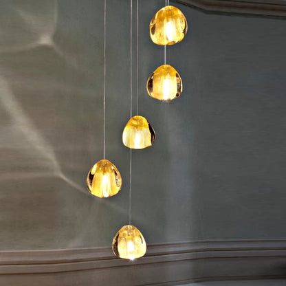 Mizu Pendant Light in Gold Crystal (5-Light).