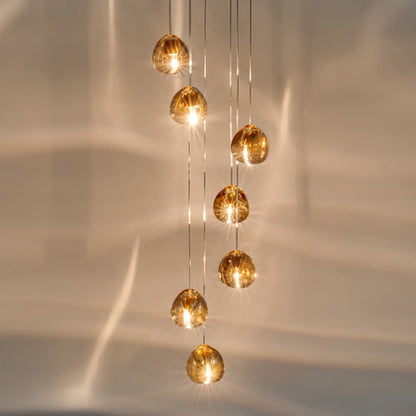 Mizu Pendant Light in Champagne Crystal (7-Light).