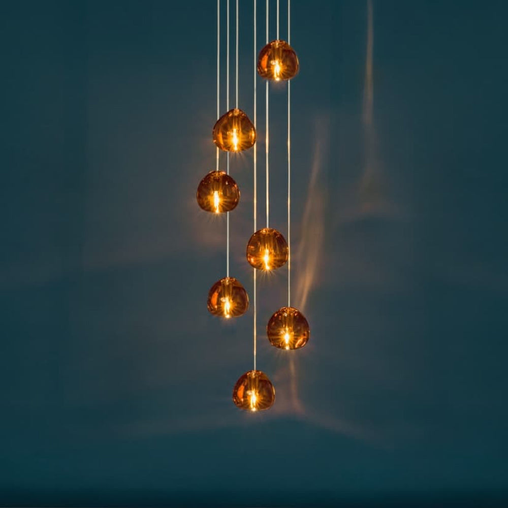 Mizu Pendant Light in Cognac Crystal (7-Light).