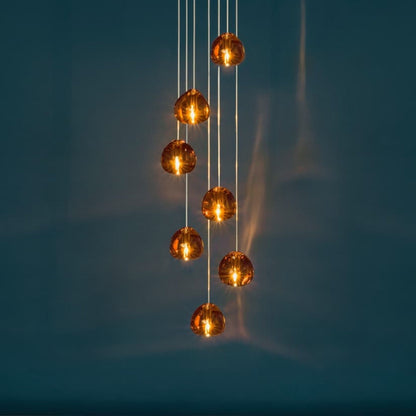 Mizu Pendant Light in Cognac Crystal (7-Light).