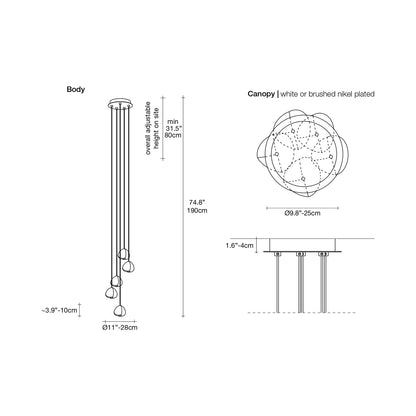 Mizu Pendant Light - line drawing.
