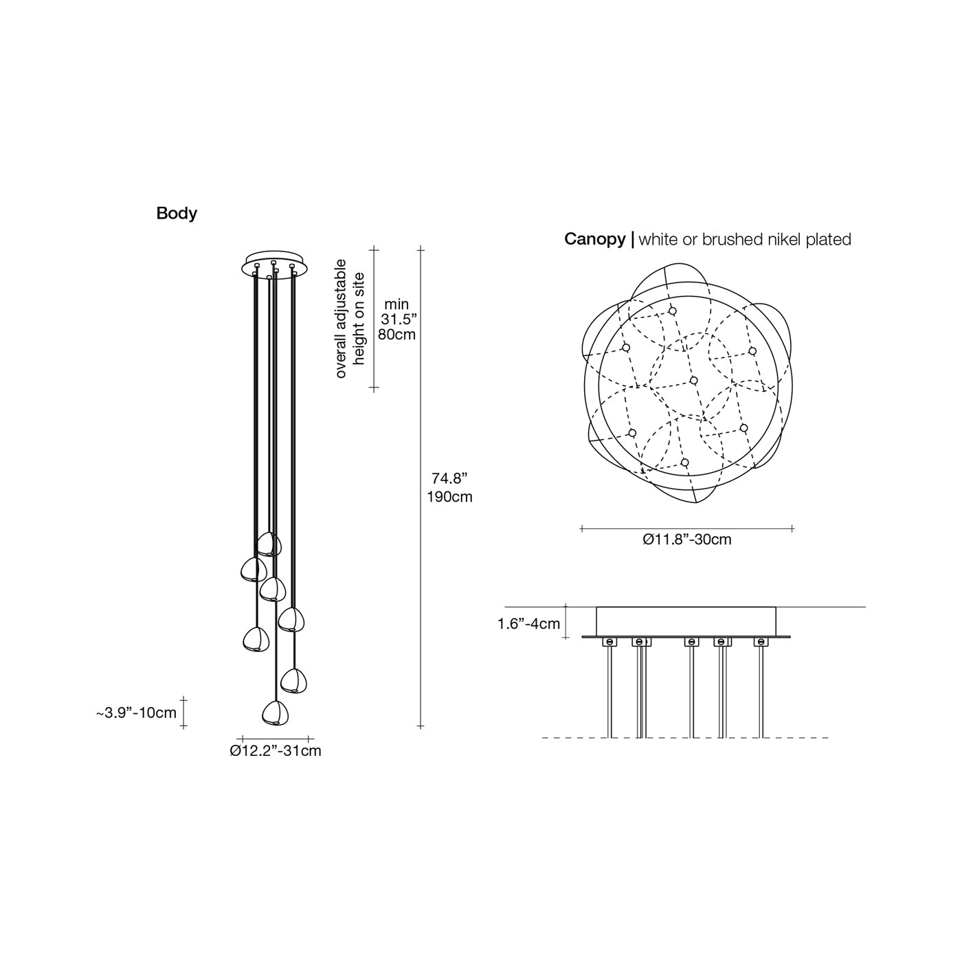 Mizu Pendant Light - line drawing.
