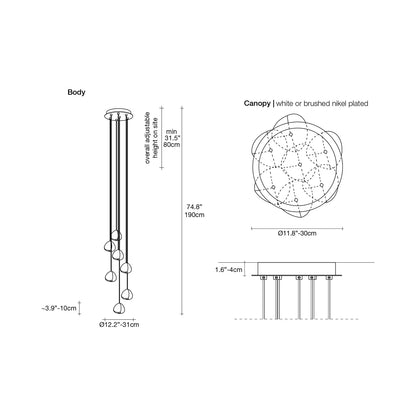 Mizu Pendant Light - line drawing.