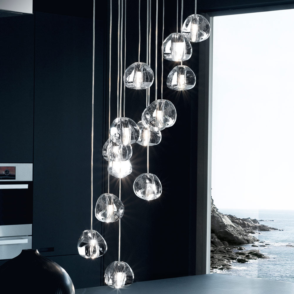Mizu Rectangular Multi Light Pendant Light in living room.