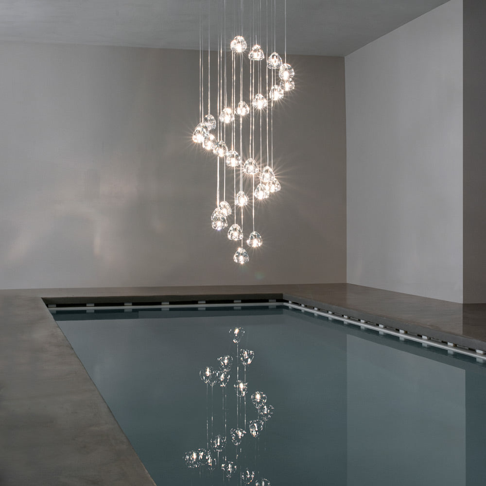 Mizu Round Multi Light Pendant Light in living room.