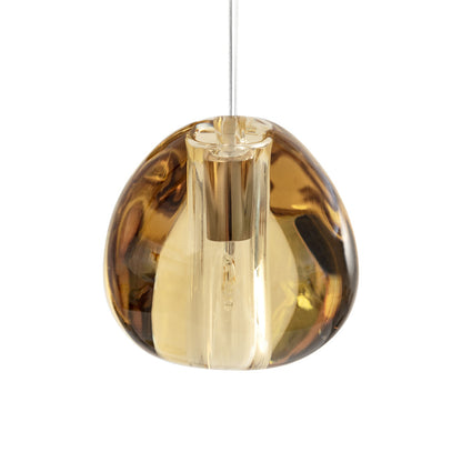 Mizu Single Pendant Light in Champagne Crystal.