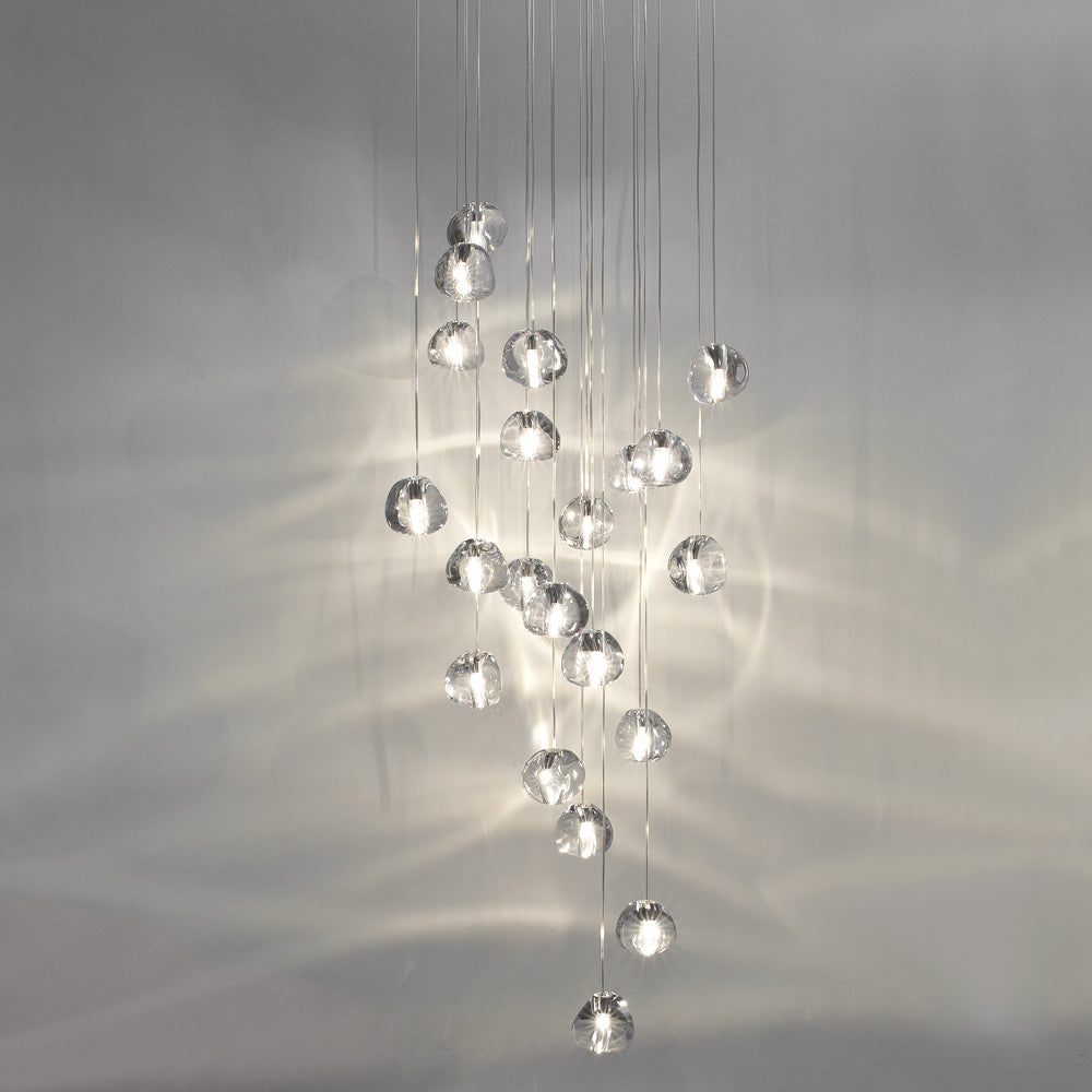 Mizu Square Multi Light Pendant Light in Clear Crystal.