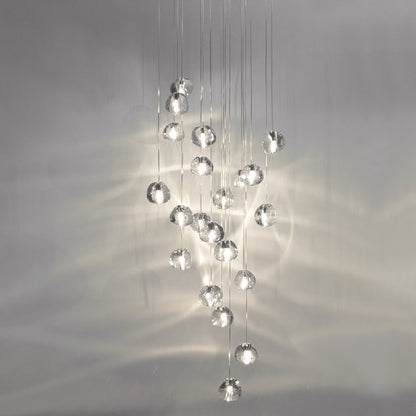 Mizu Square Multi Light Pendant Light in Clear Crystal.