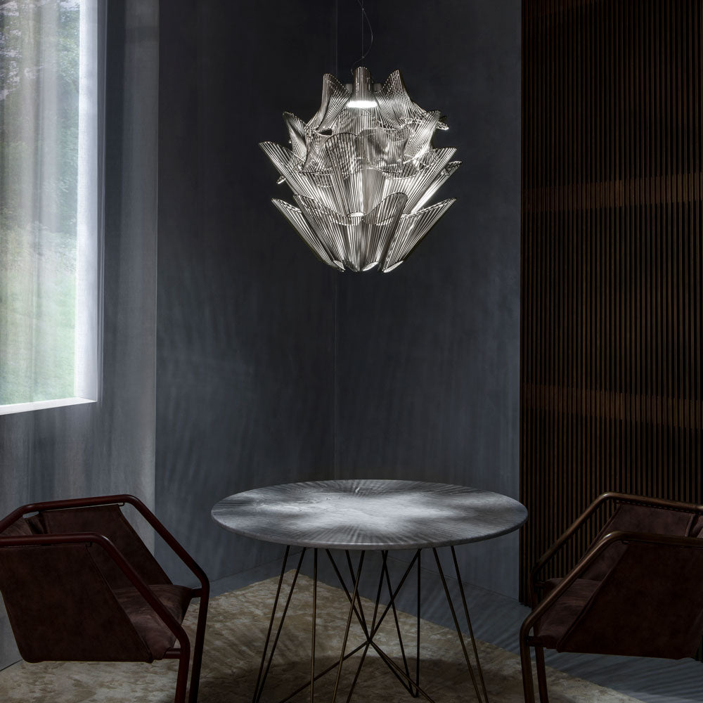 Moiré LED Pendant Light in dining room.