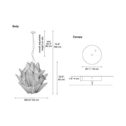 Moiré LED Pendant Light - line drawing.