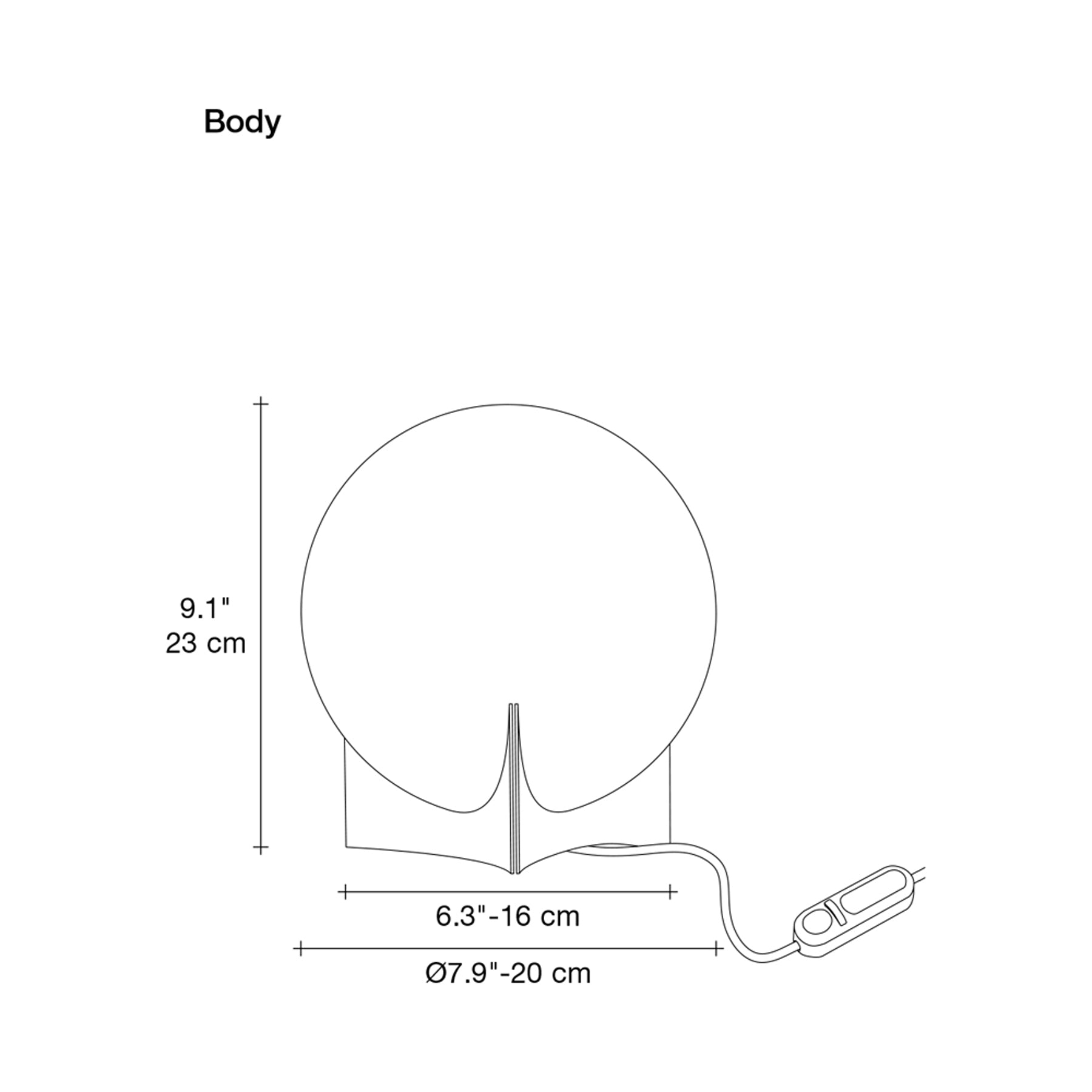 Oscar Table Lamp - line drawing.