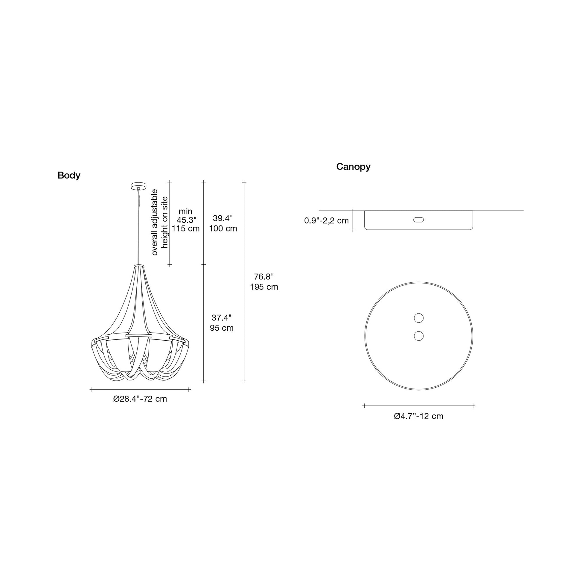 Soscik Chandelier - line drawing.