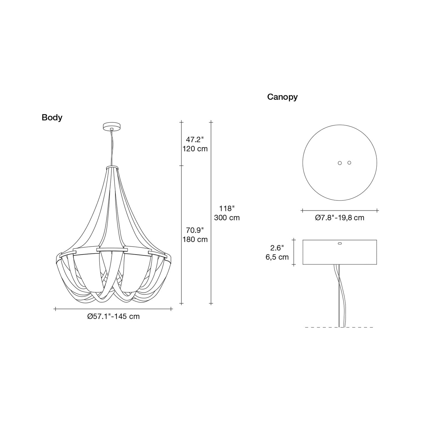 Soscik Chandelier - line drawing.