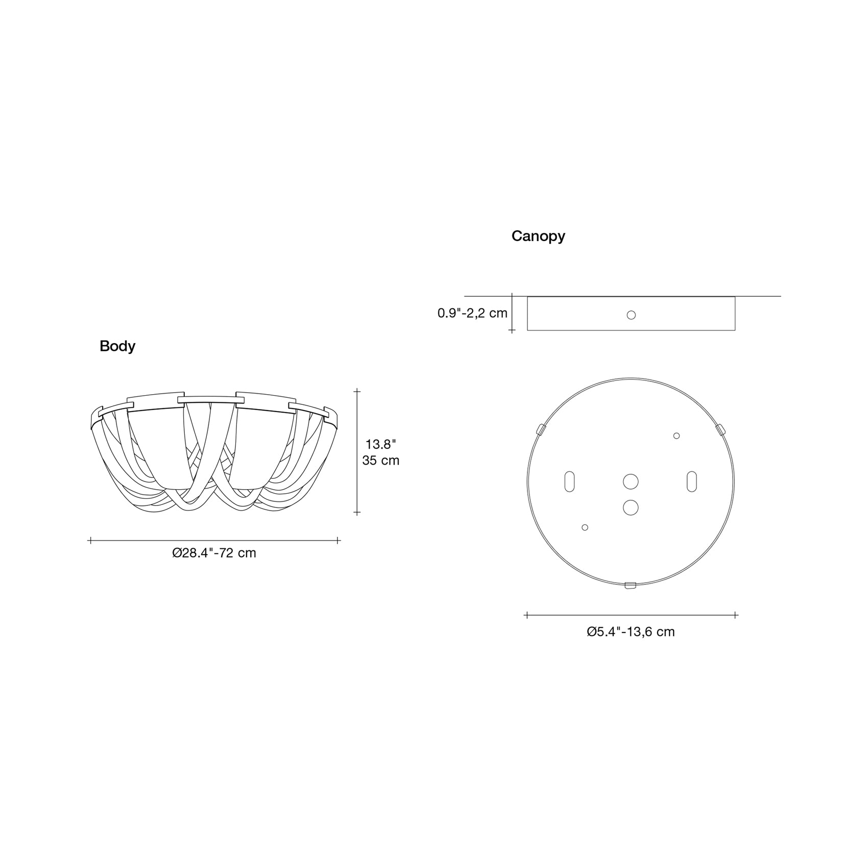 Soscik Flush Mount Ceiling Light - line drawing.