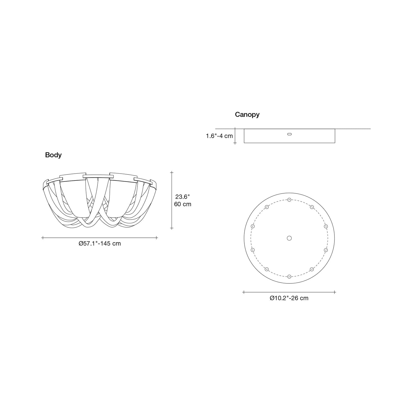 Soscik Flush Mount Ceiling Light - line drawing.