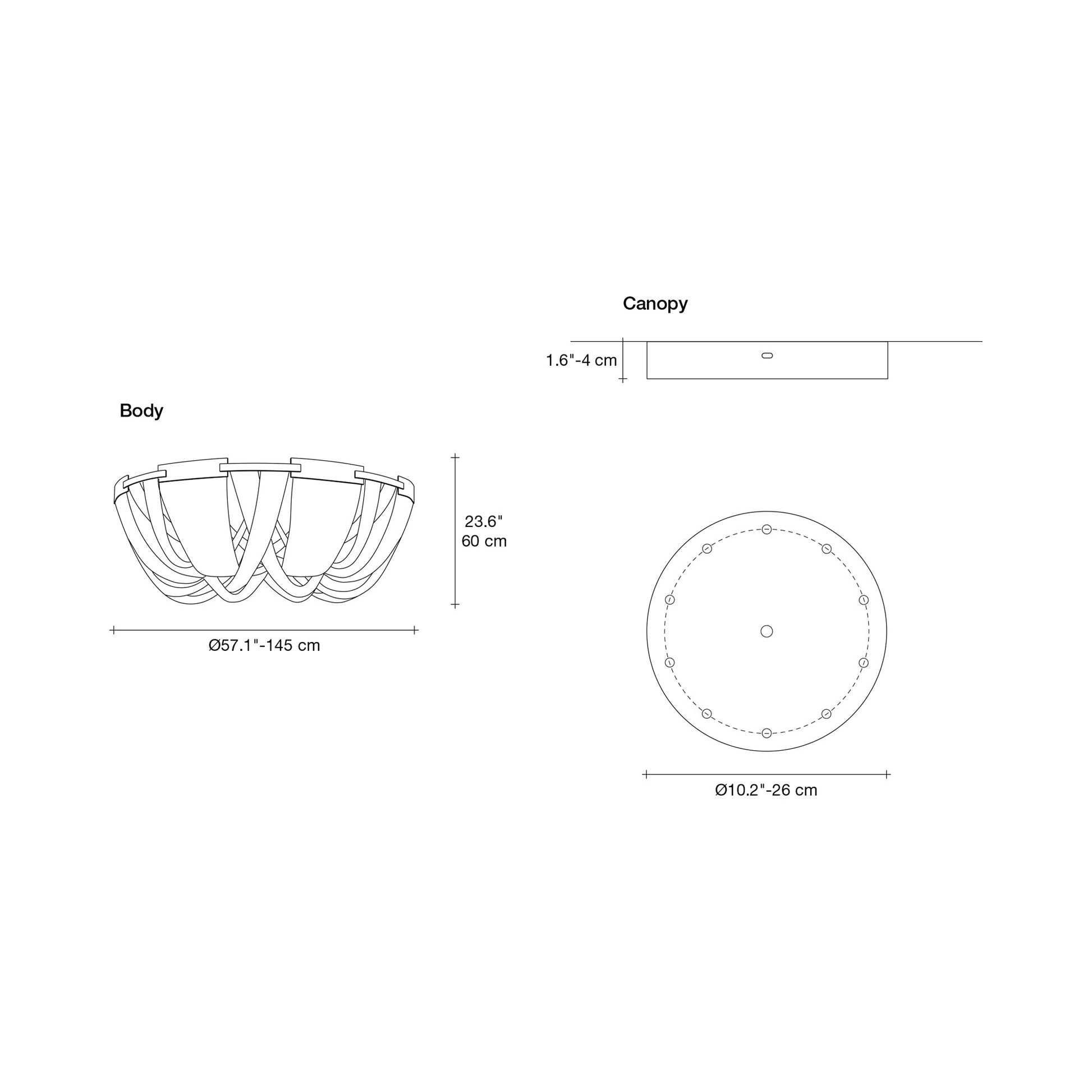 Soscik Flush Mount Ceiling Light - line drawing.