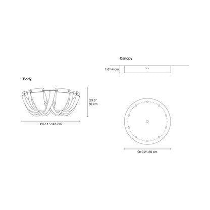 Soscik Flush Mount Ceiling Light - line drawing.