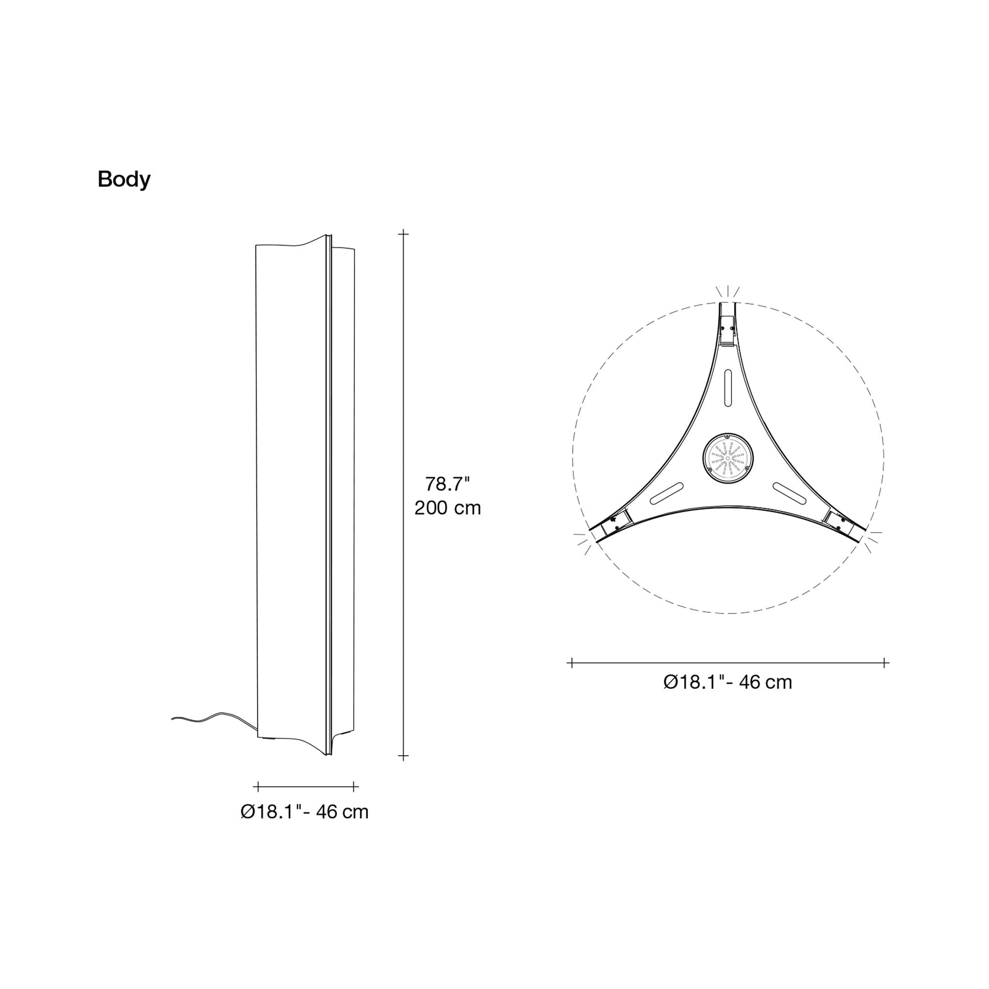 Stanley LED Floor Lamp - line drawing.