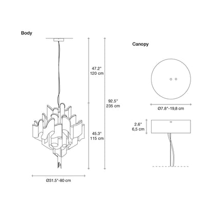 Stream Chandelier - line drawing.