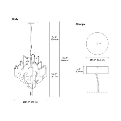 Stream Chandelier - line drawing.