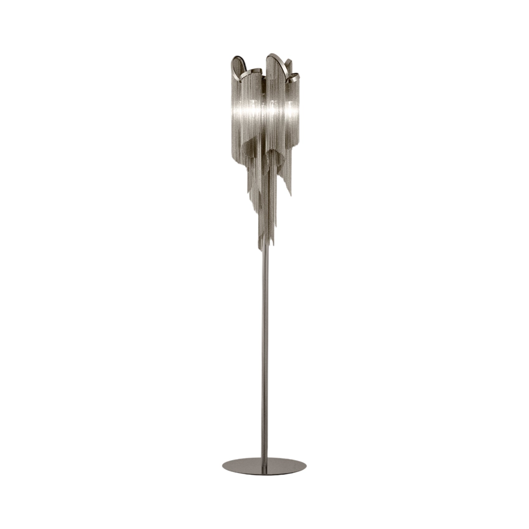 Stream Floor Lamp in Nickel Plated.