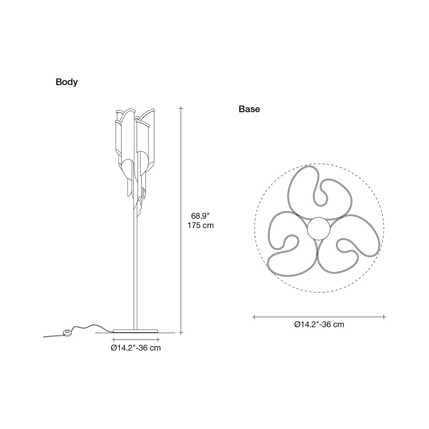 Stream Floor Lamp - line drawing.
