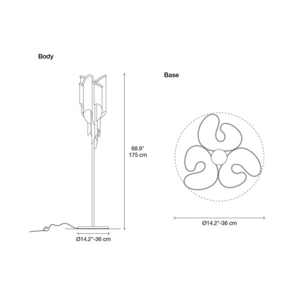 Stream Floor Lamp - line drawing.
