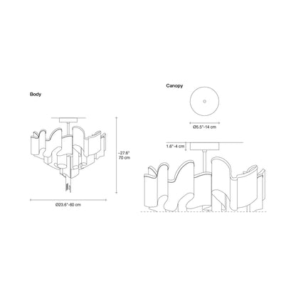 Stream Flush Mount Ceiling Light - line drawing.