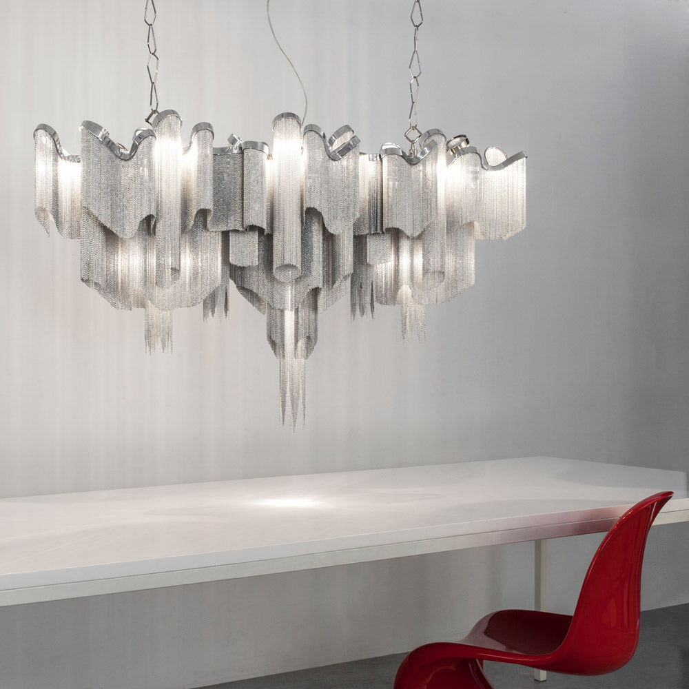 Stream Linear Chandelier in living room.