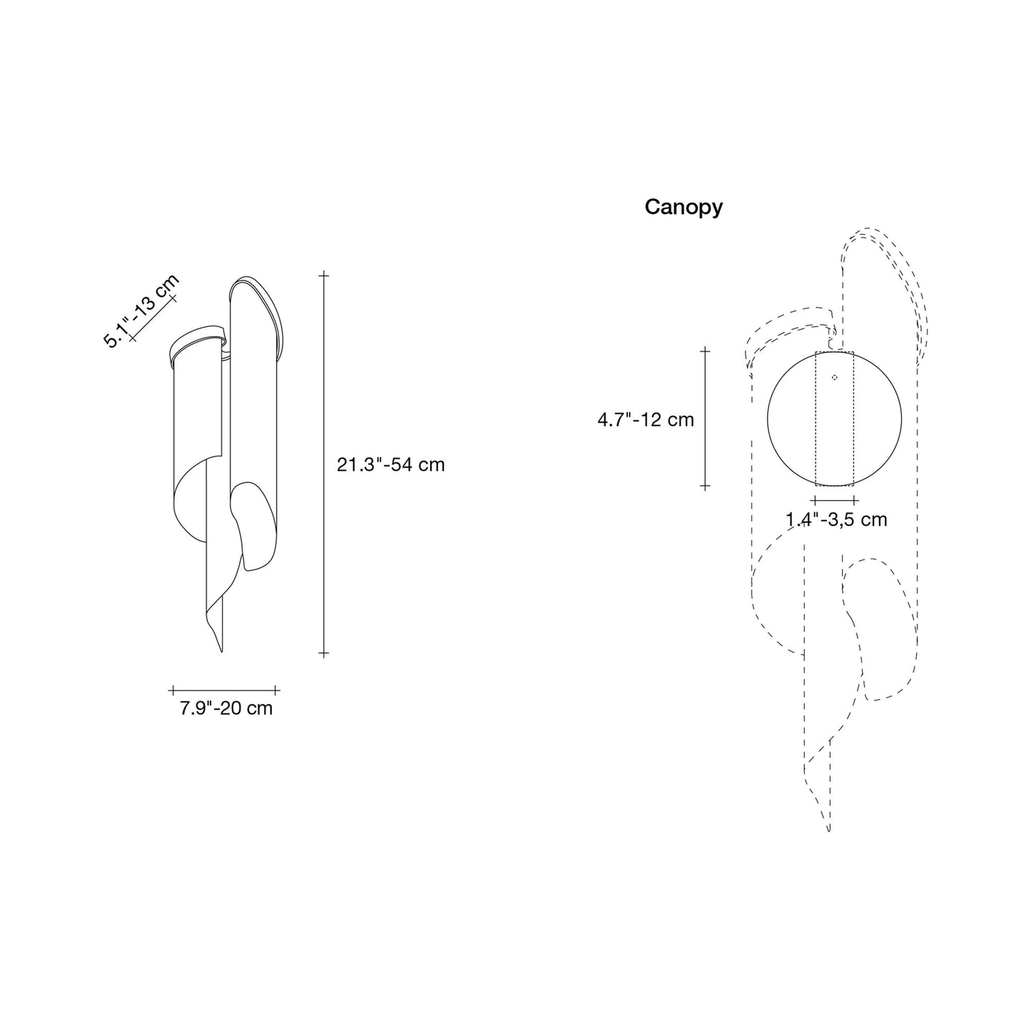 Stream Wall Light - line drawing.