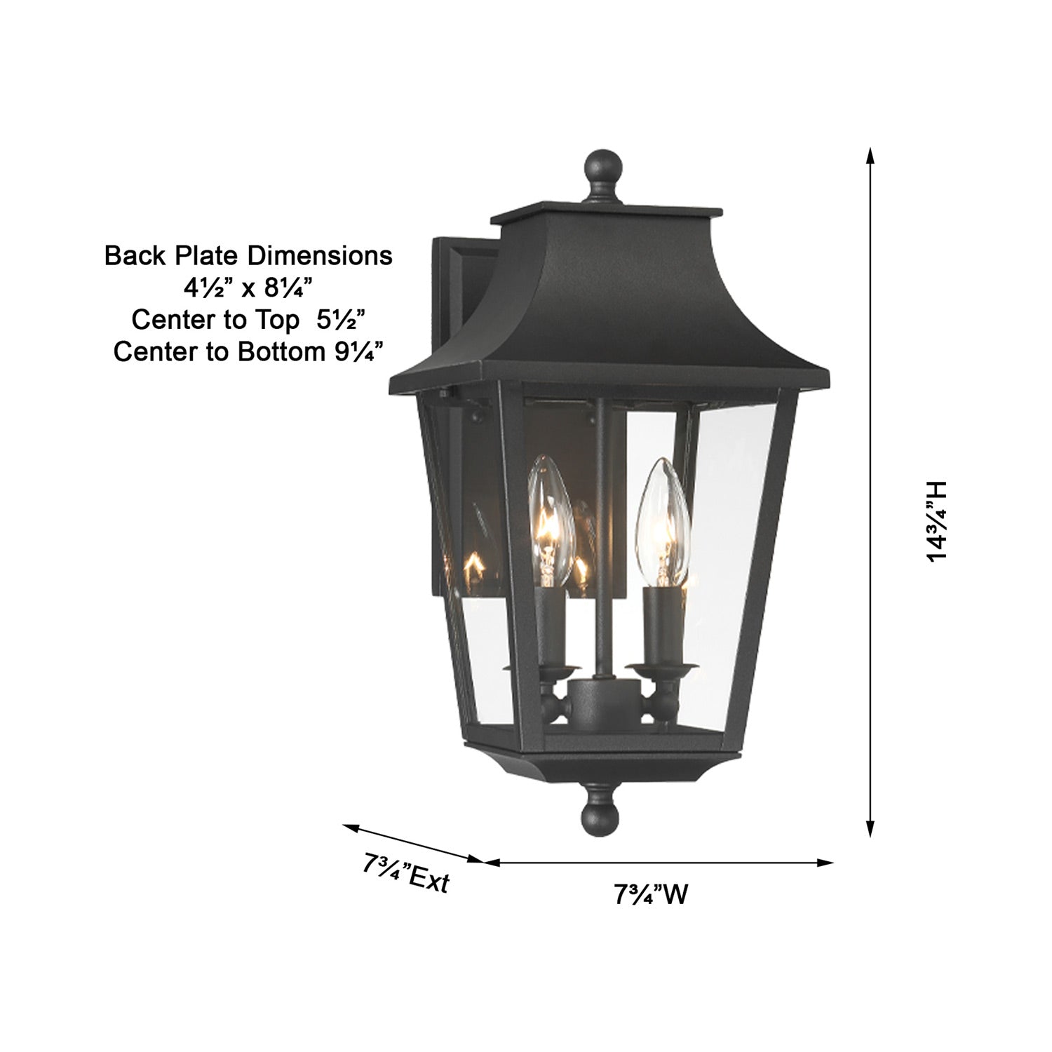 Altimeter Outdoor Wall Light - line drawing.