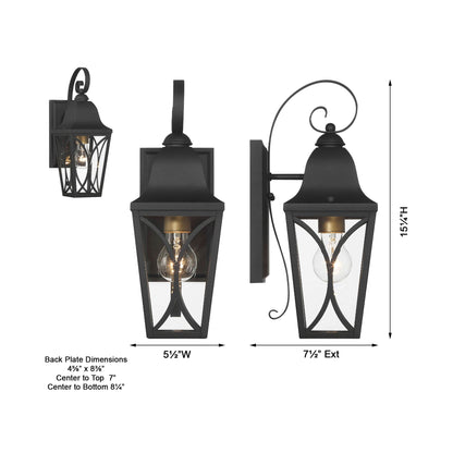 Cardigan Outdoor Wall Light - line drawing.