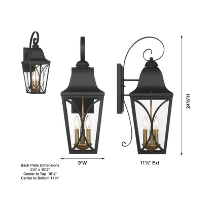 Cardigan Outdoor Wall Light - line drawing.