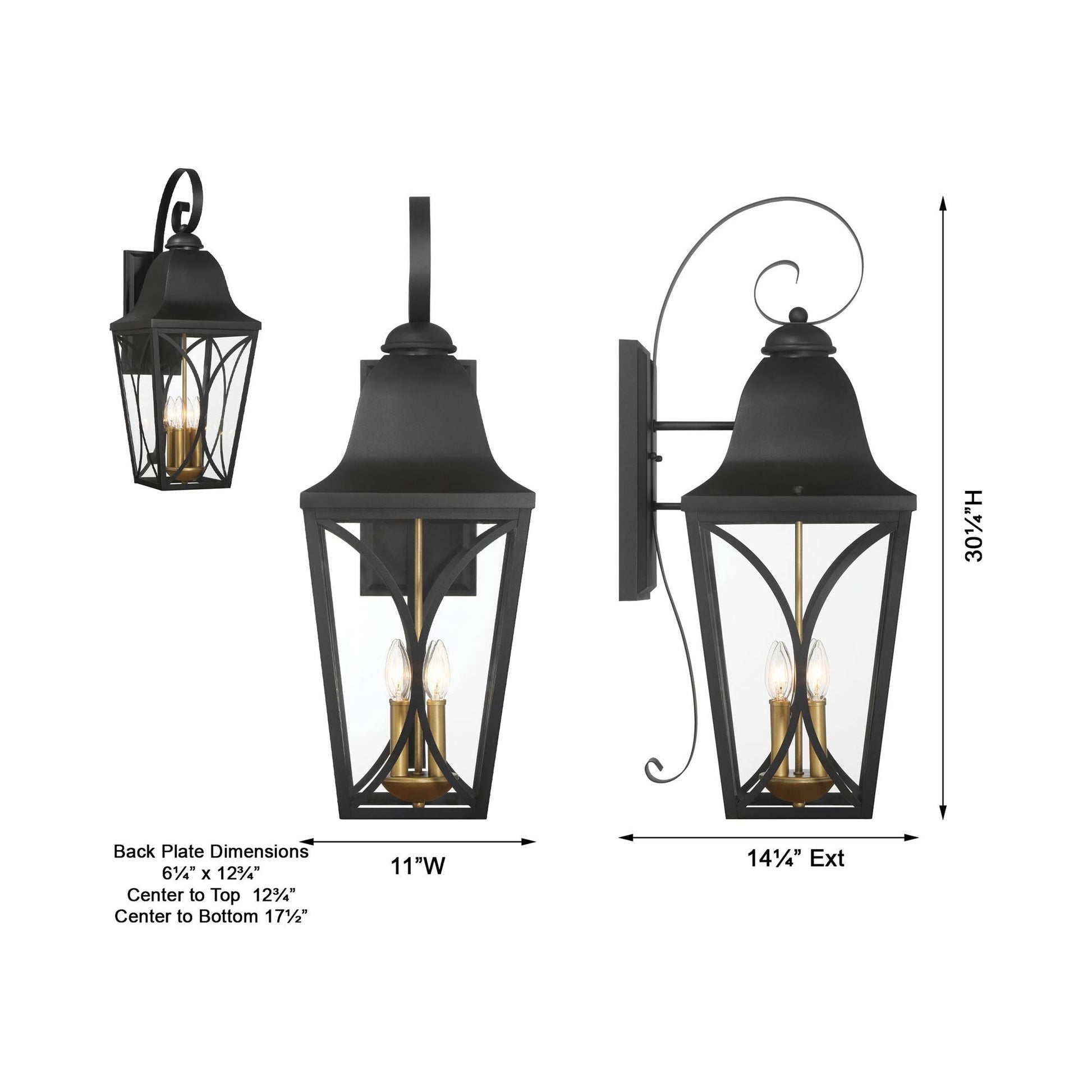Cardigan Outdoor Wall Light - line drawing.