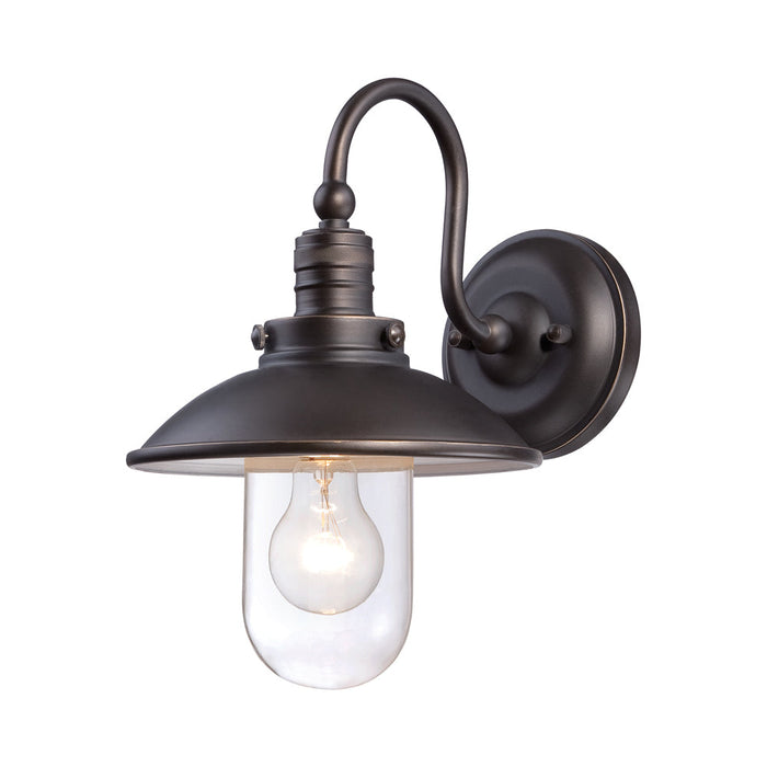 Downtown Edison Outdoor Wall Light in Oil Rubbed Bronze/Gold Highlights.