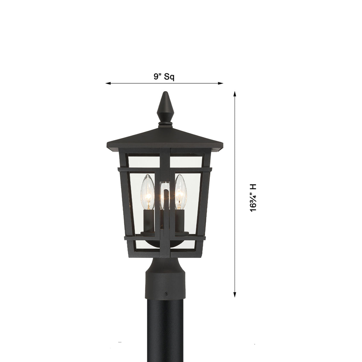 Fieldstone Outdoor Post Light - line drawing.